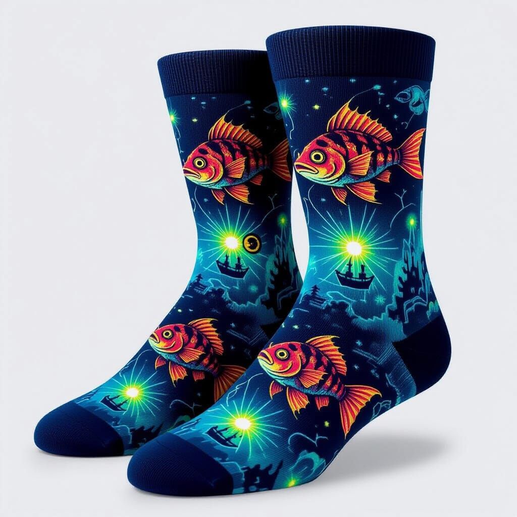 Anglerfish Underwater Sock Design  by @undefined