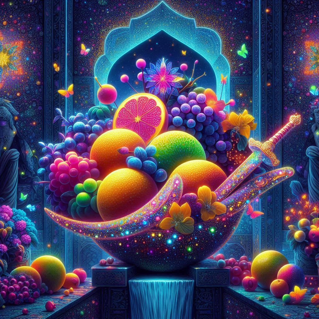 fruity android in a garden in isfahan