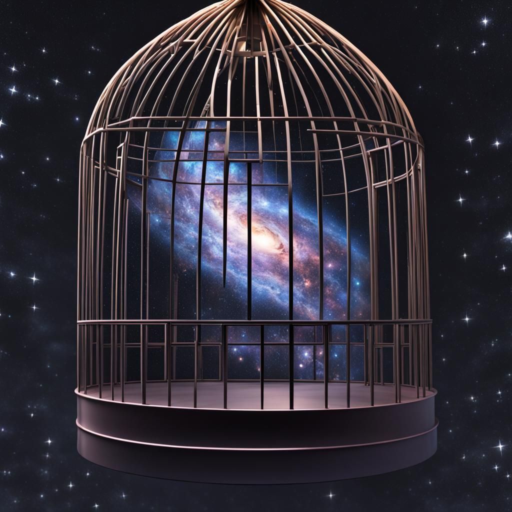 a galaxy inside a laced cage