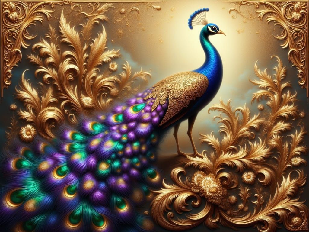 <lora:FiosGoldOpulence:1.0> Stunning peacock