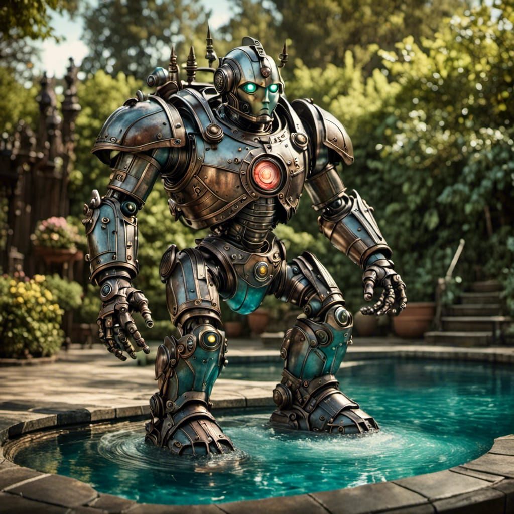 <lora:Android:1.0>  man by pool 