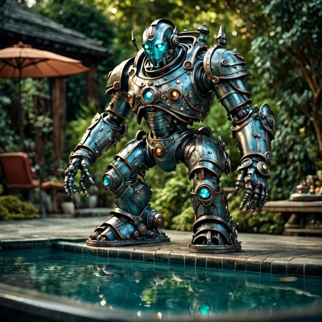 <lora:Android:1.0>  man by pool 