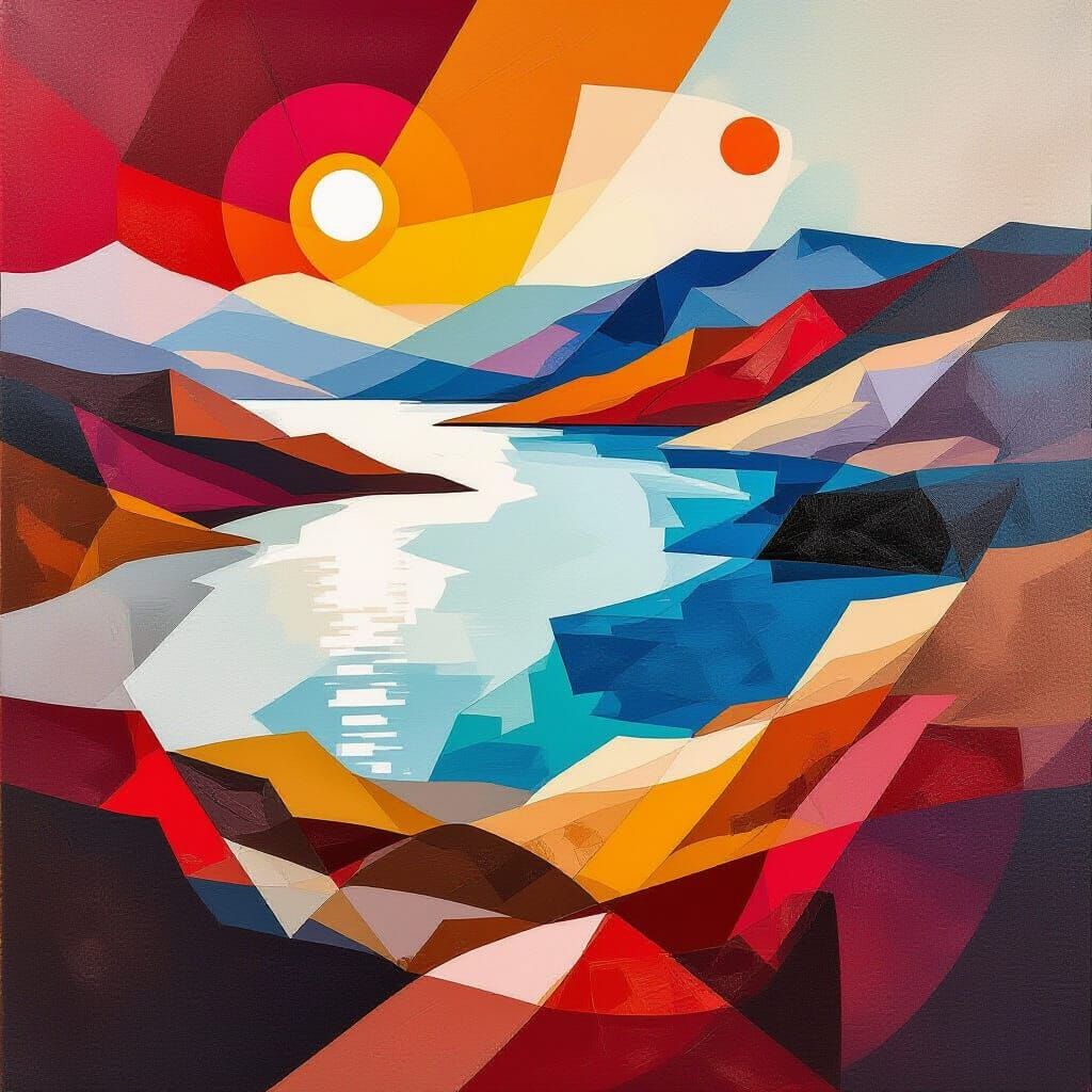 Abstract Israeli Landscape in Bold Geometric Style
