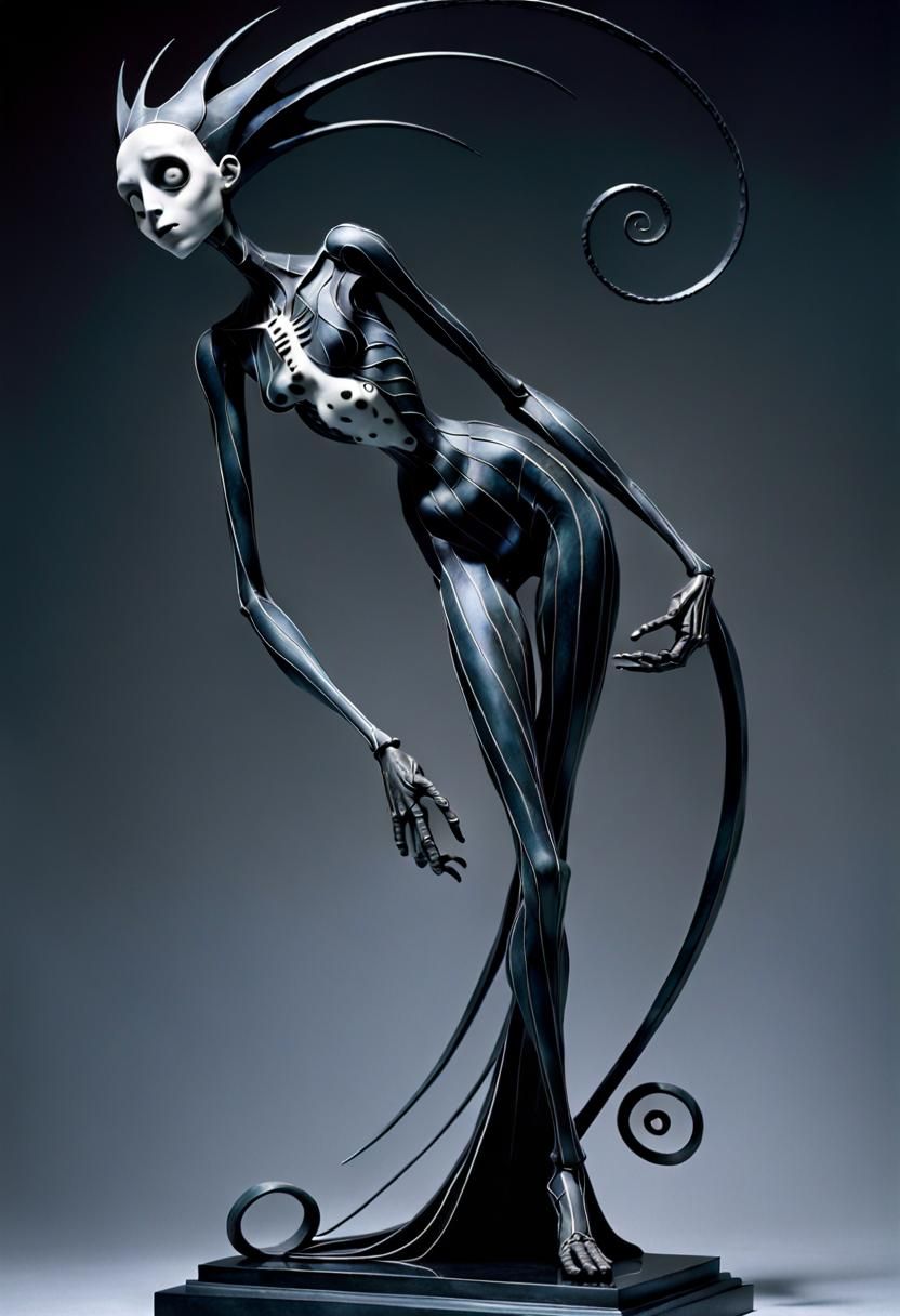 Sculpture, in the style of Tim Burton.