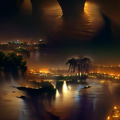 Nile river at night 