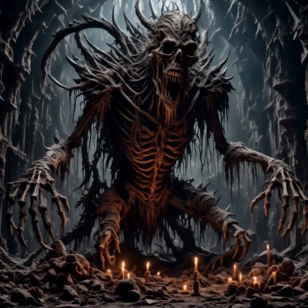 Dark Fantasy Monster Skeleton in Grim Style