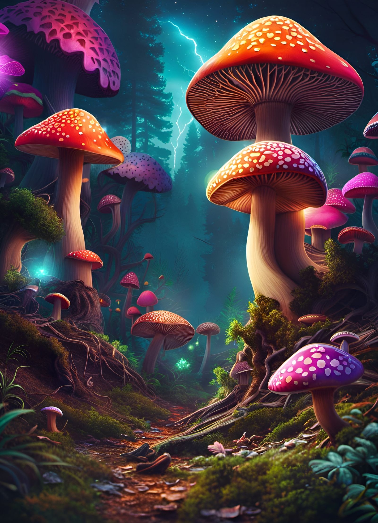 Mushroom Trail - AI Generated Artwork - NightCafe Creator