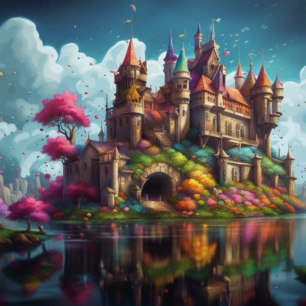 A castle in a lake - AI Generated Artwork - NightCafe Creator