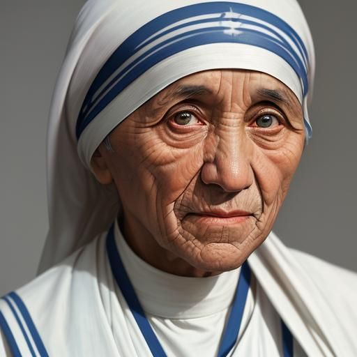 Mother Teresa Close-up portrait, color portrait, Linkedin pr...