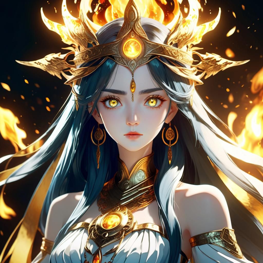 Priestess of the golden flame - AI Generated Artwork - NightCafe Creator