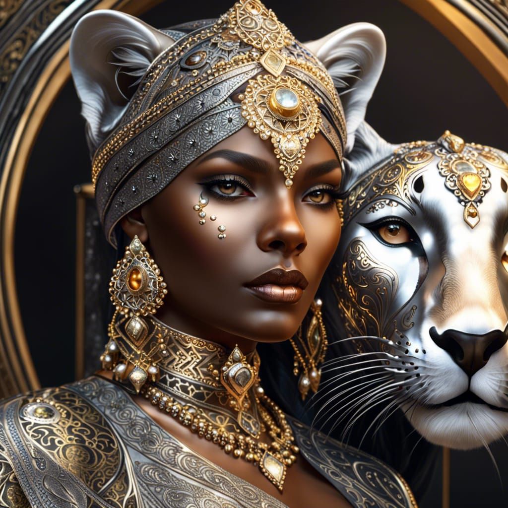 Queen PantherA and her Kitten - AI Generated Artwork - NightCafe Creator