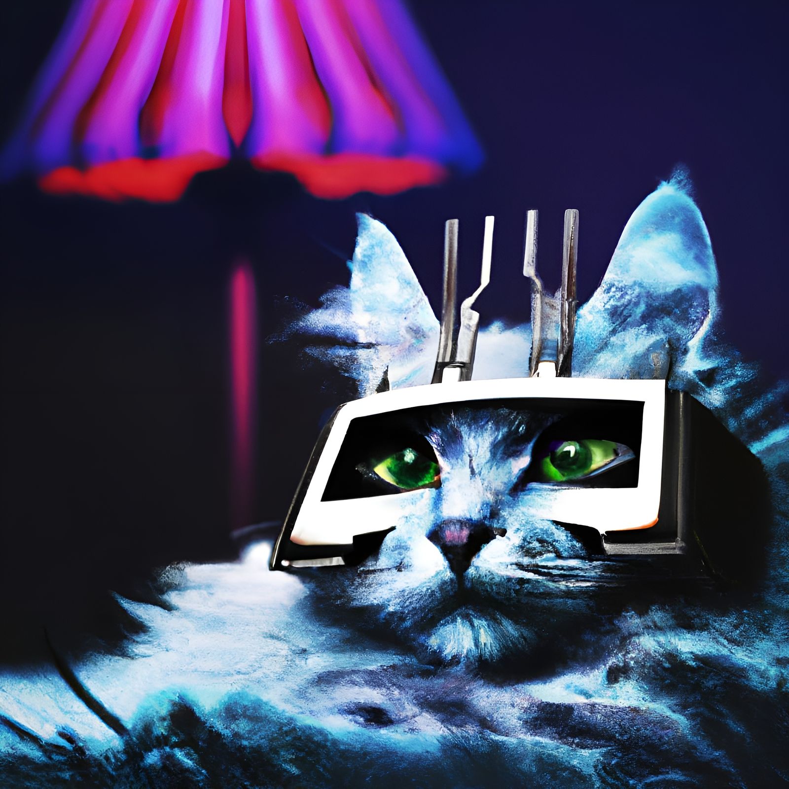 cat cyberpunk realistic photo psychedelic acid trip 8k, supe...