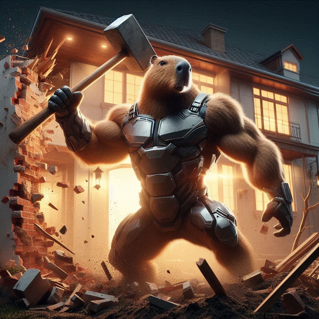 Capybara storm the luxurious house