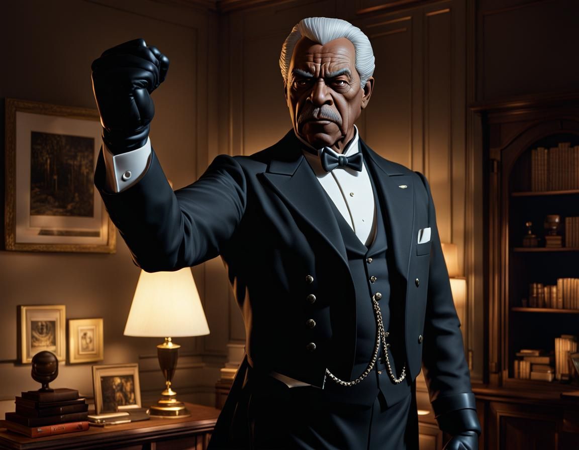 Alfred the Butler, Buffed Out and Ready to Fight, Marvel Comics, VRay, Kodak Ektar, polished, photorealistic, complex, crepuscule, dendritic...