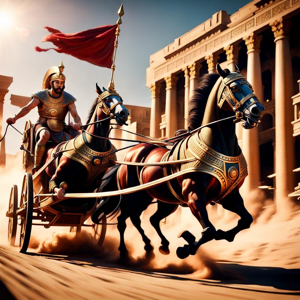 Chariot Race from Ben Hur - AI Generated Artwork - NightCafe Creator