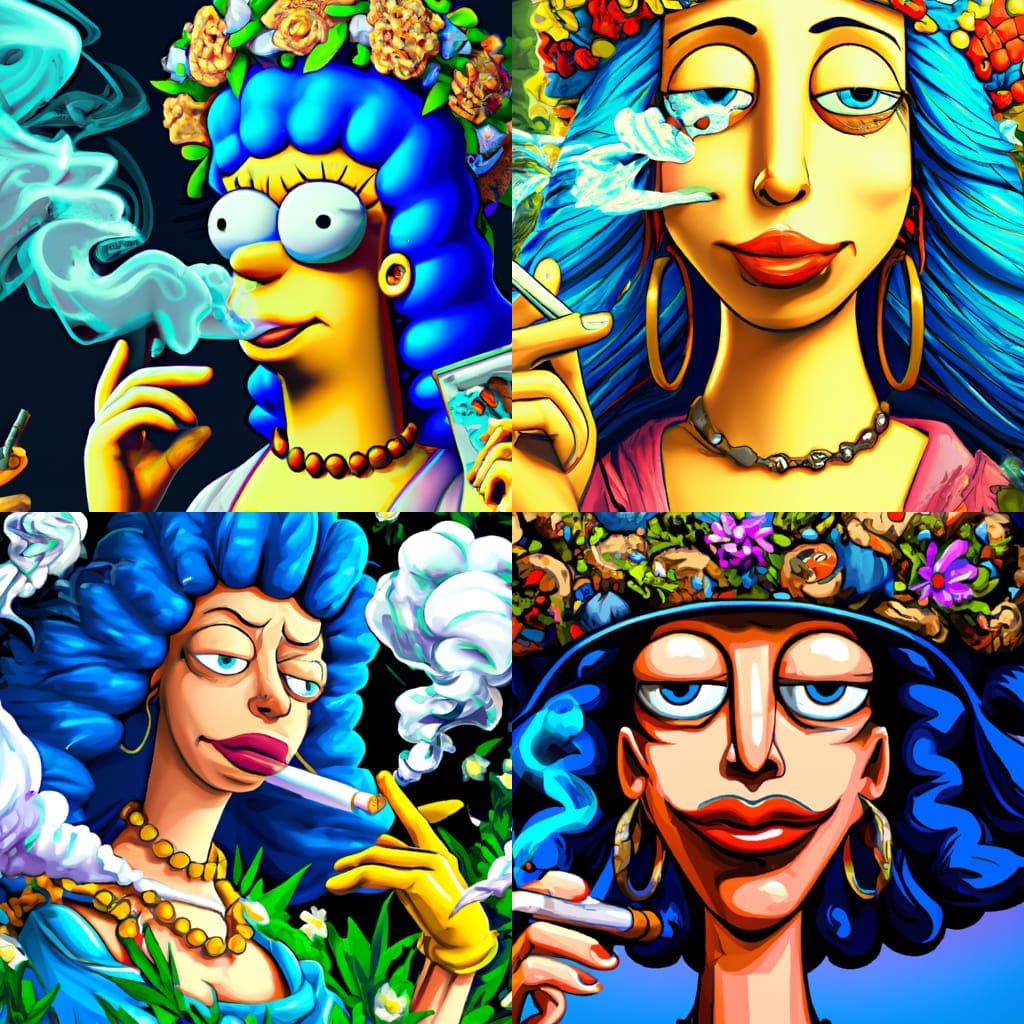 high resolution 4k ultra detailed marge simpson smoking cann...