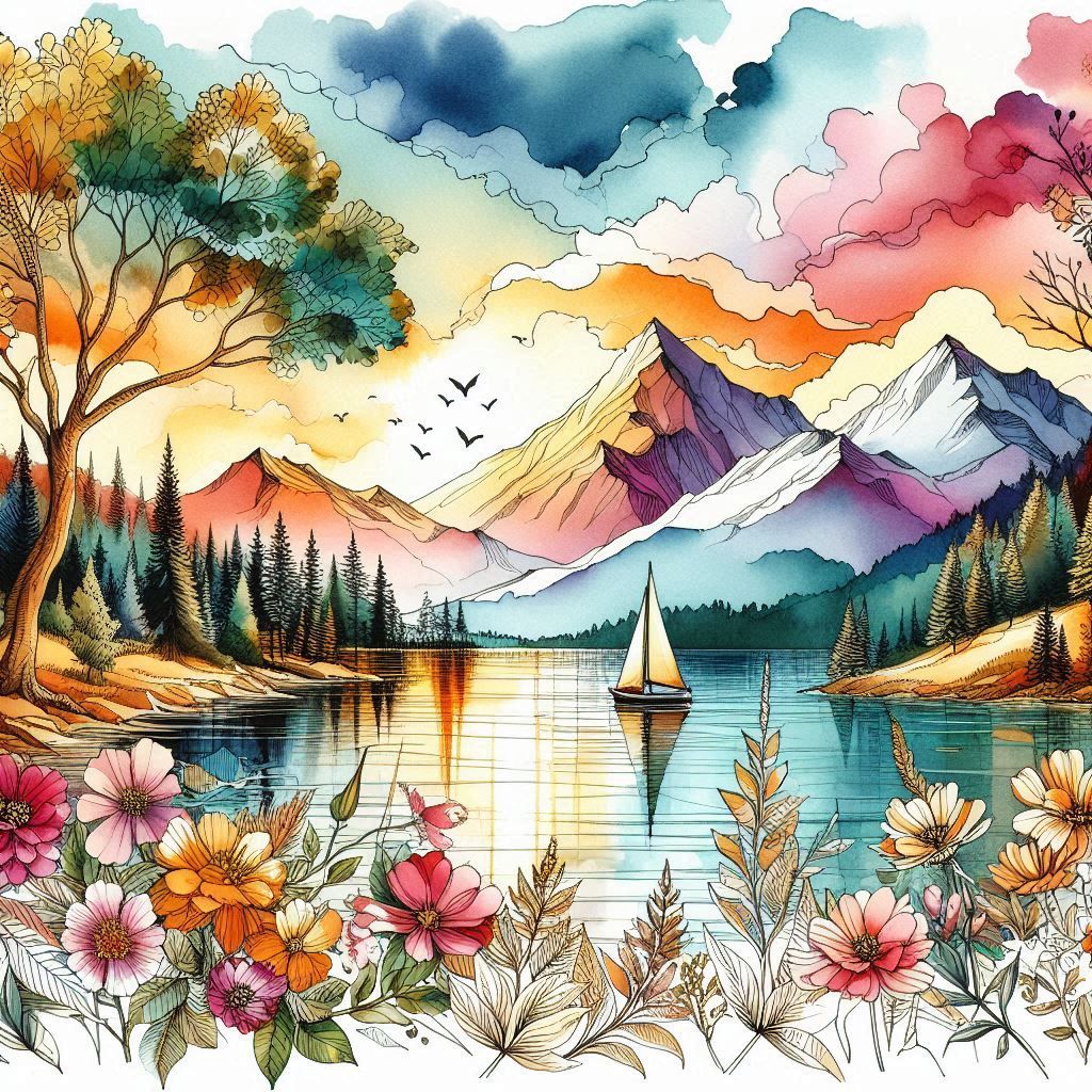 watercolor, alcohol ink painting