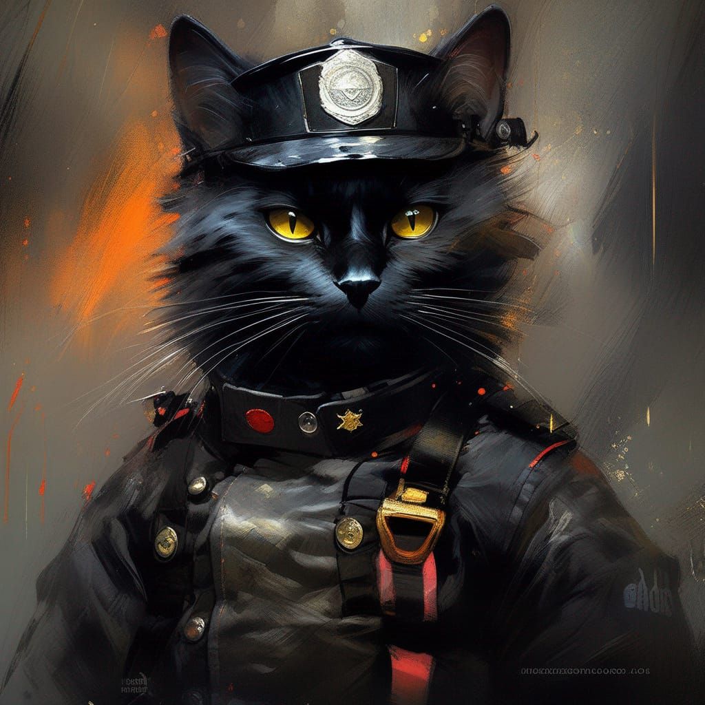 Fireman Cat  by @Airlyn