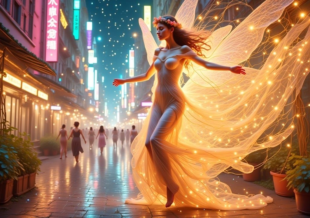  Electric lady, come and take a ride with me
Through city streets, neon dreams, we'll ignite
 