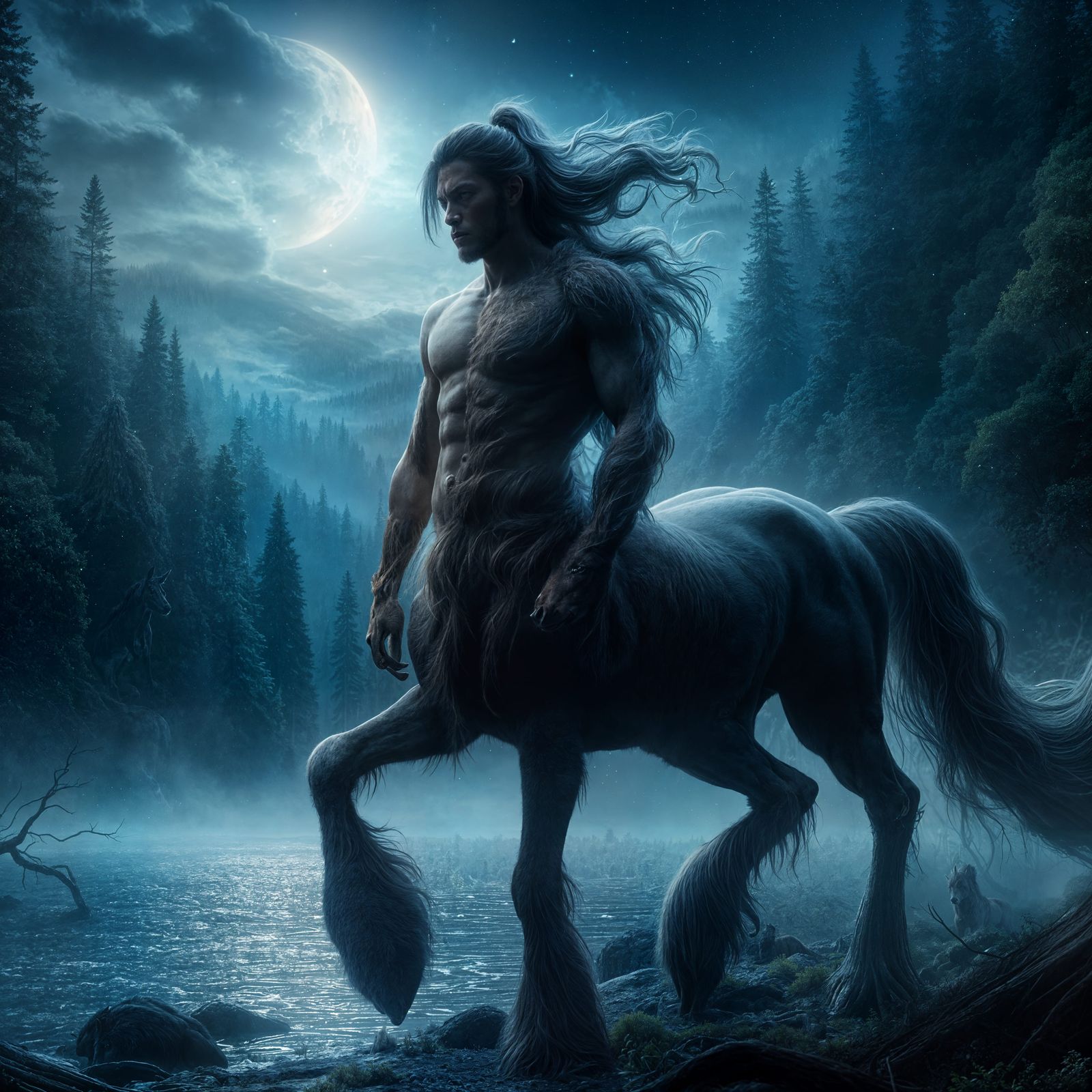 Centaur by a Moonlit Lake