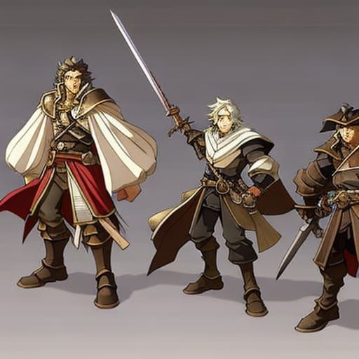 The Three Musketeers (Japanese Style) AI Generated Artwork