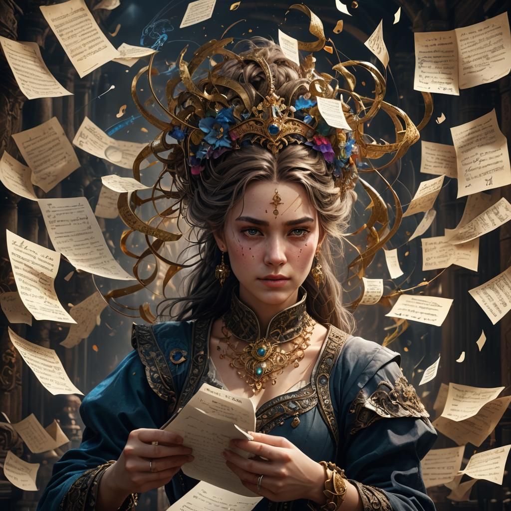 portrait of a woman with notes
