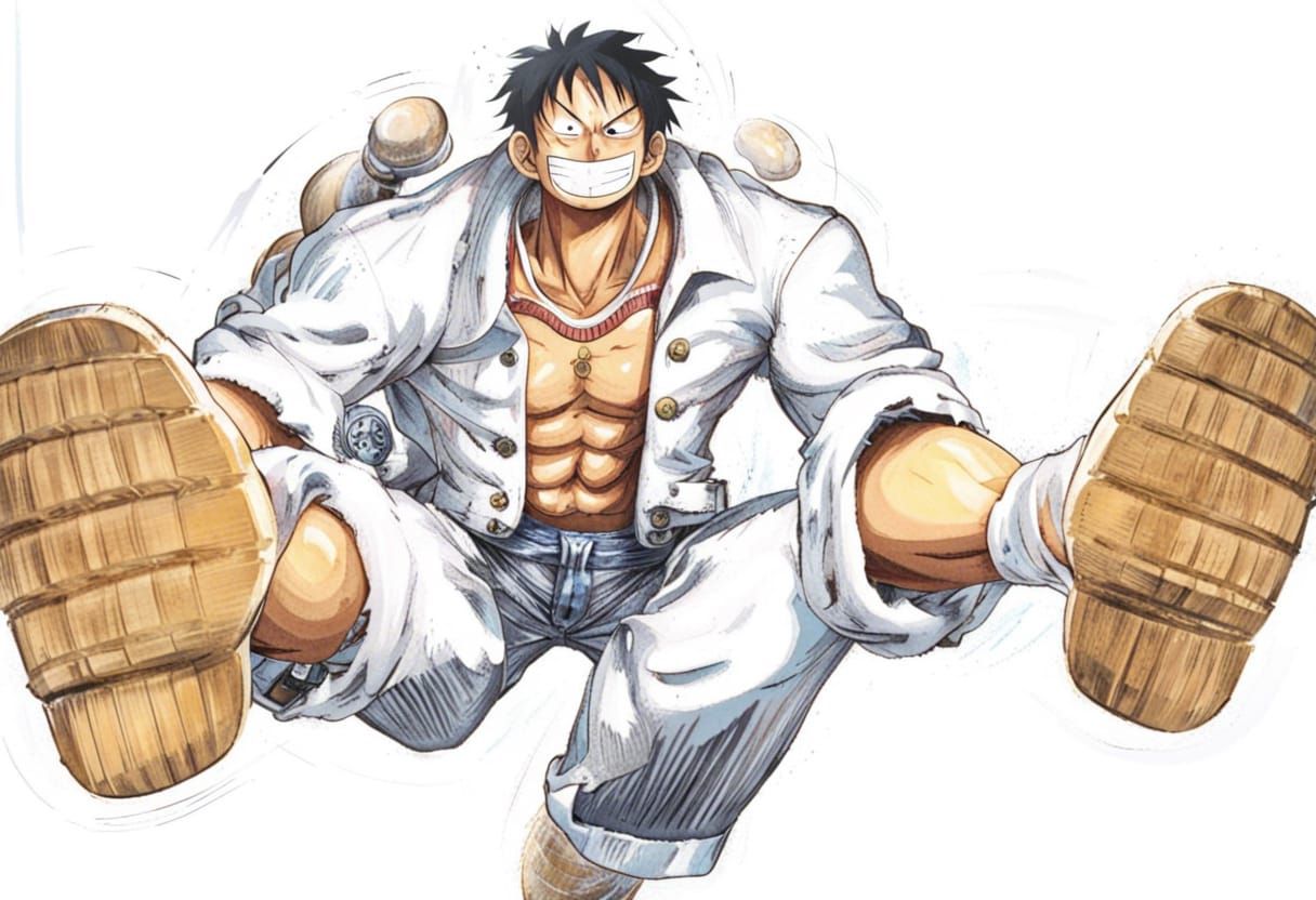 Monkey D. Luffy from One Piece in gear 5 attempt number 2: g...