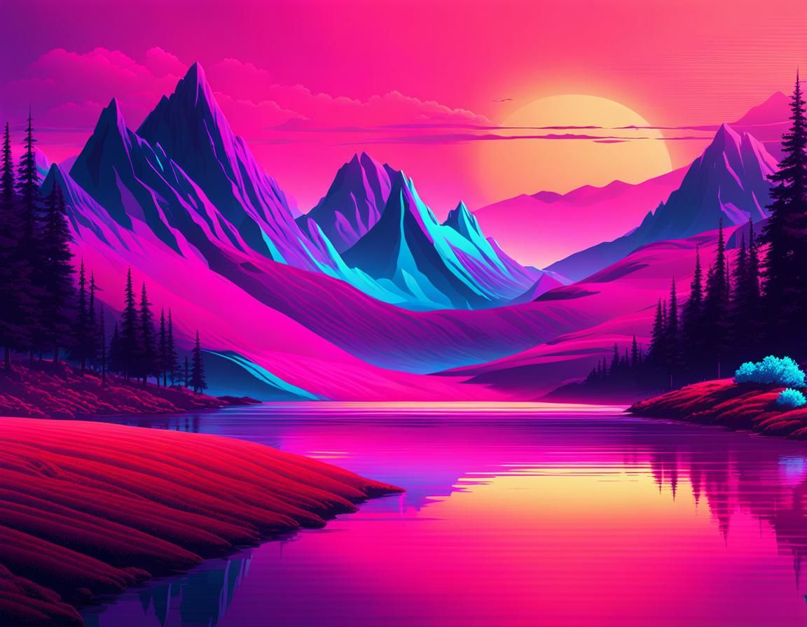 Waporwave landscape - AI Generated Artwork - NightCafe Creator