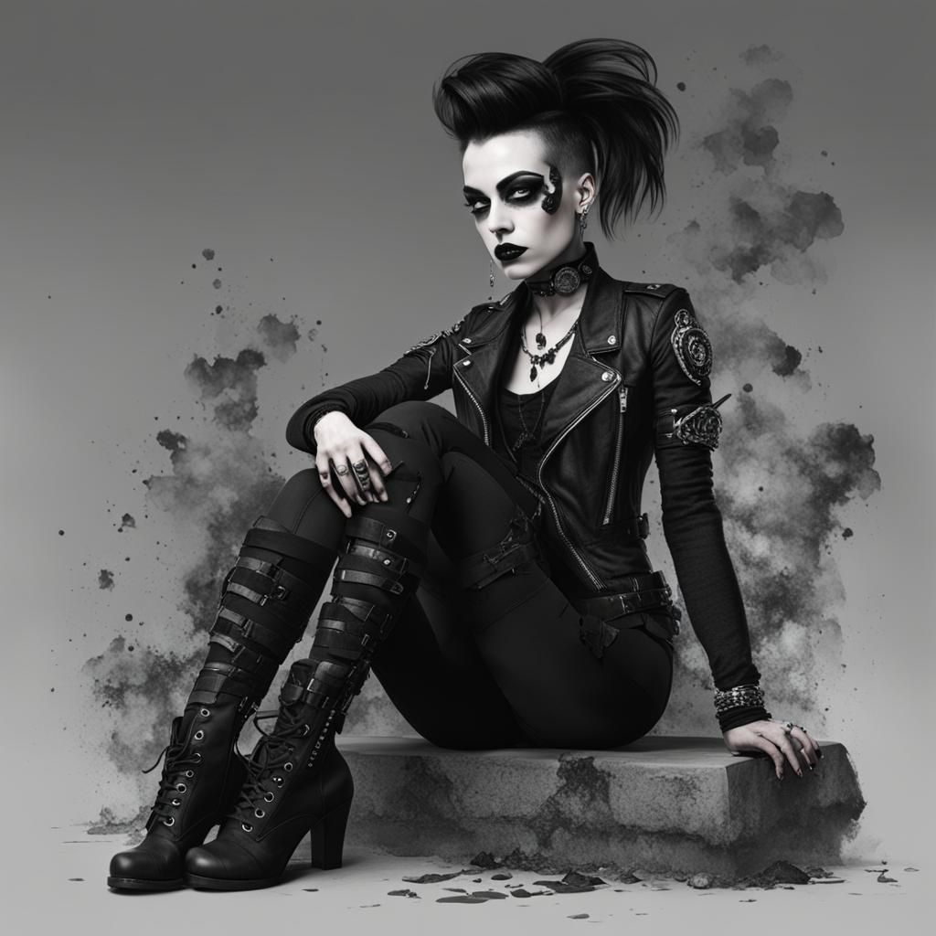 goth punk, glamour photography, full body character design, ...