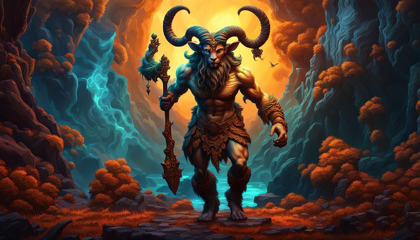 Detailed Satyr in Dark Fantasy Concept Art