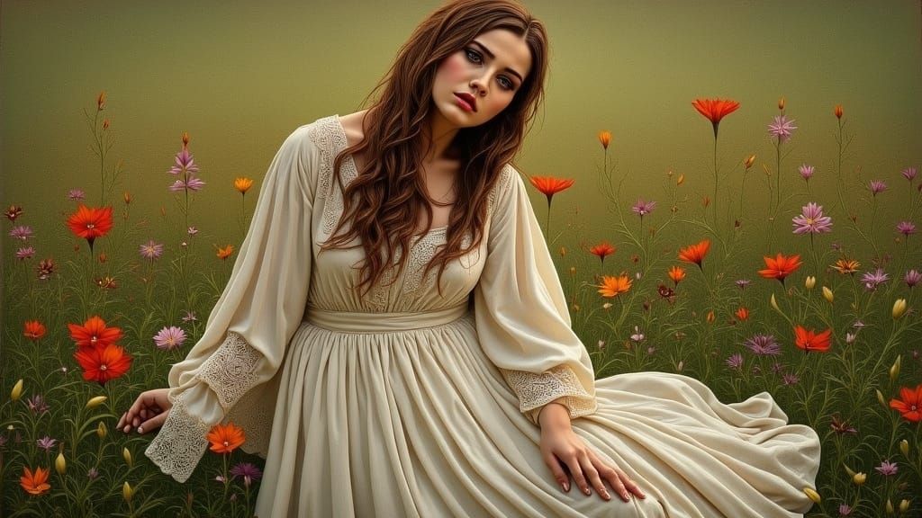  <lora:Anguish Flux:1.0> woman