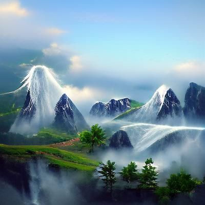Beautiful misty mountain landscape