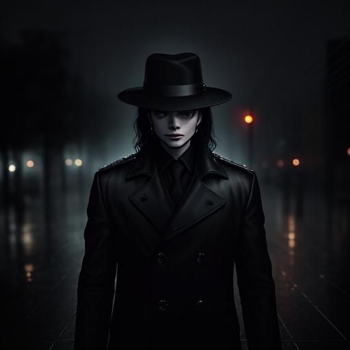 Melancholic Michael Jackson in Rainstorm: Cinematic Still