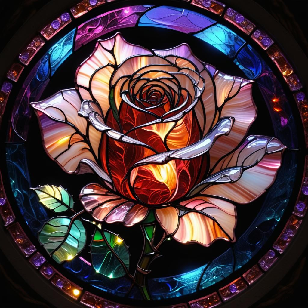 Stained Glass Rose  by @Noob Painter 