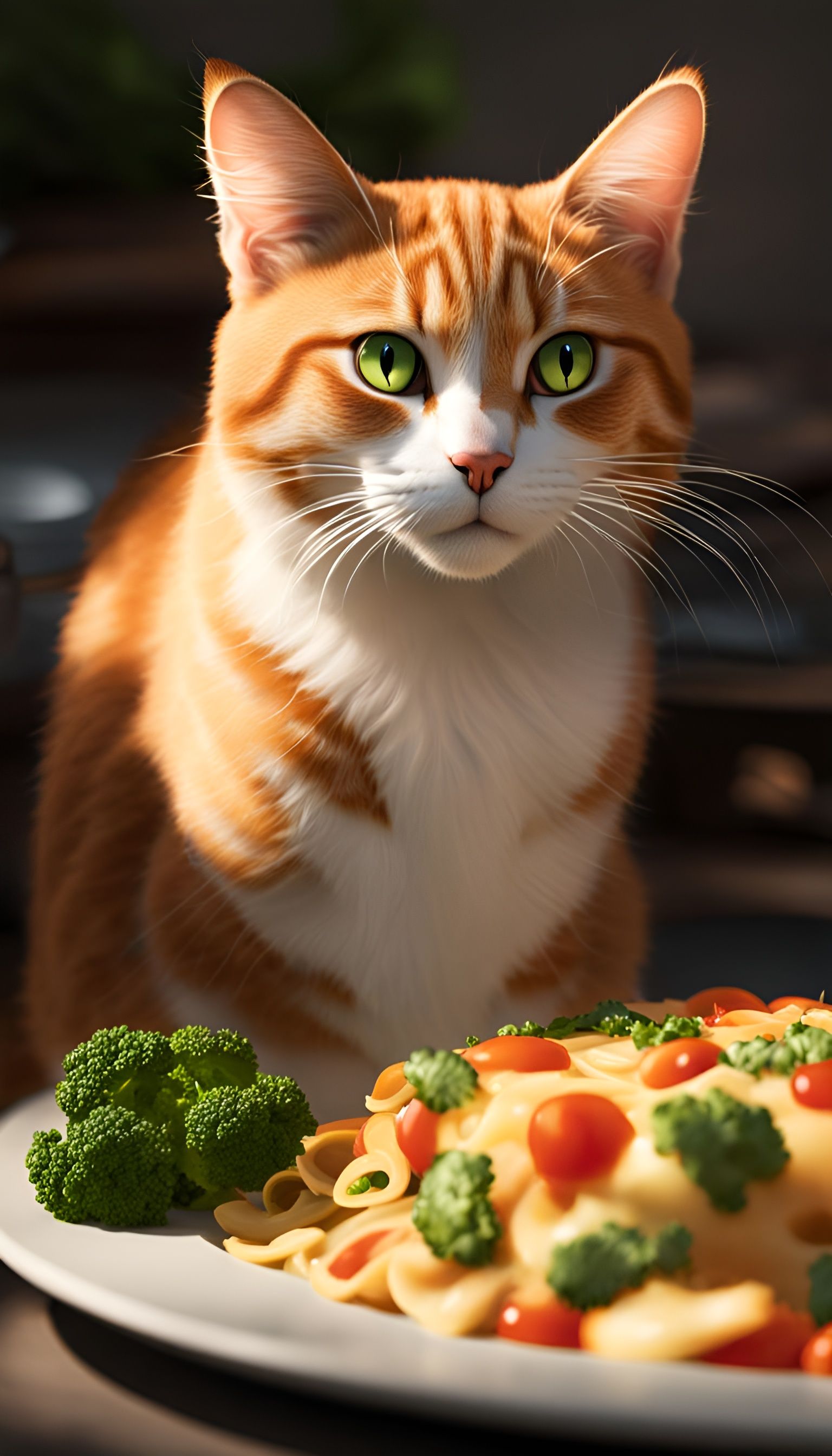 Papaya the Cat, with Veggie Lasagna - AI Generated Artwork - NightCafe ...