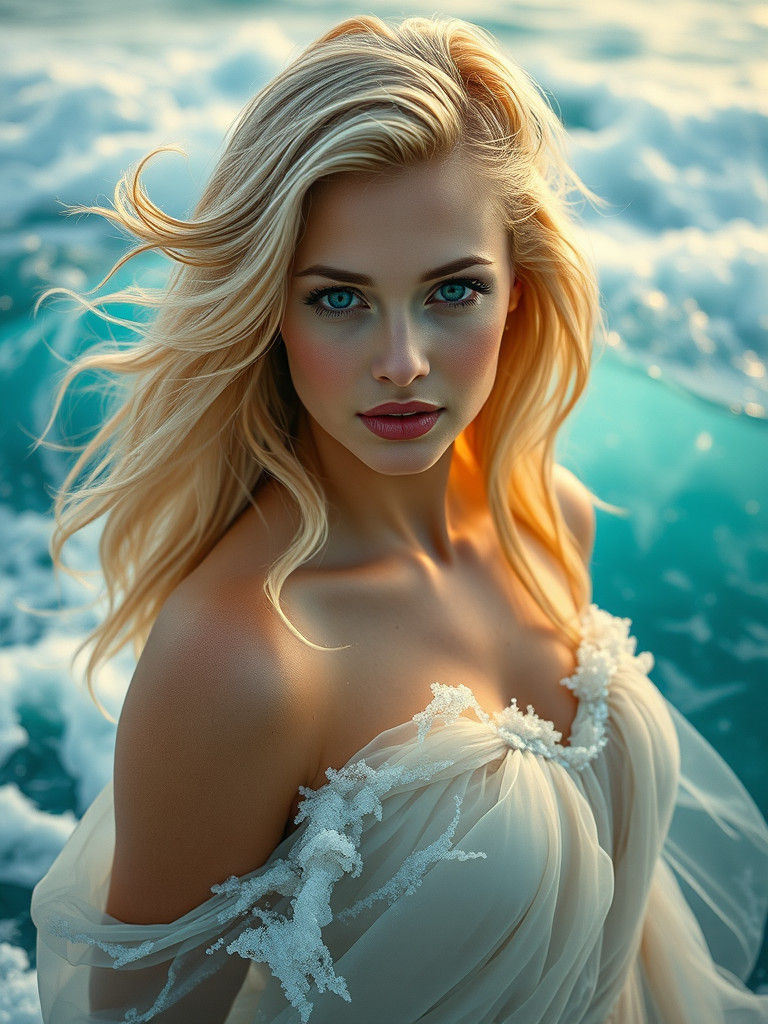 Ocean Goddess in Cyberpunk Astral Dreamscape