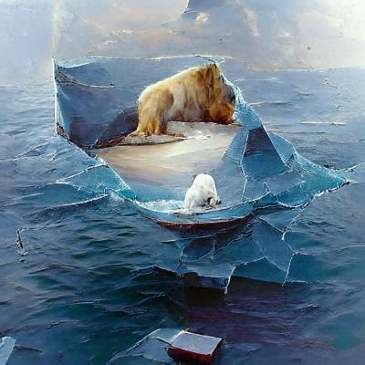 polar bear stuck on iceberg