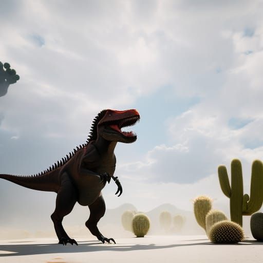 T-Rex dinosaur jumping over a cactus like Chrome Dino game, aesthetic Epic  cinematic brilliant stunning intricate me - AI Generated Artwork -  NightCafe Creator