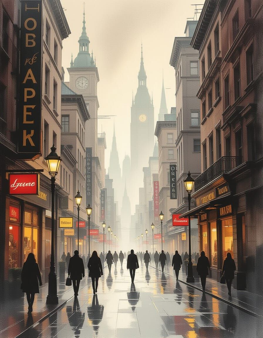 Ethereal Expressionism in Urban Realms STYLE: "A hyper-realistic, hyper-detailed illustration inspired by Jacek Szynkarczuk's use of oil and... - Start Image 1