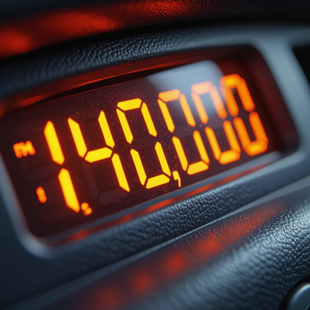 Make the orange numbers on a 2004 Pontiac Sunfire odometer say 140,000 miles. The numbers will also FLASH from big to small.
