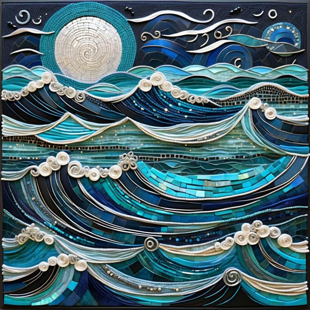 Mixed media ocean waves