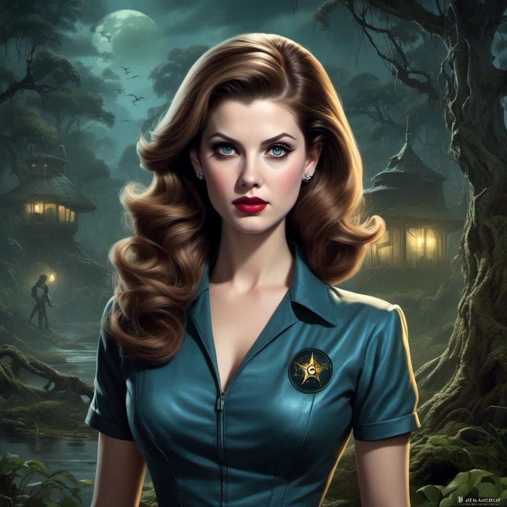 <lora:Pinup:1.0> <lora:pulpc:1.0> Anna Kendrick, 1950s scien...