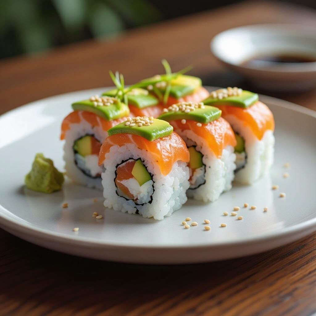California Sushi Roll in Hyperrealistic Style