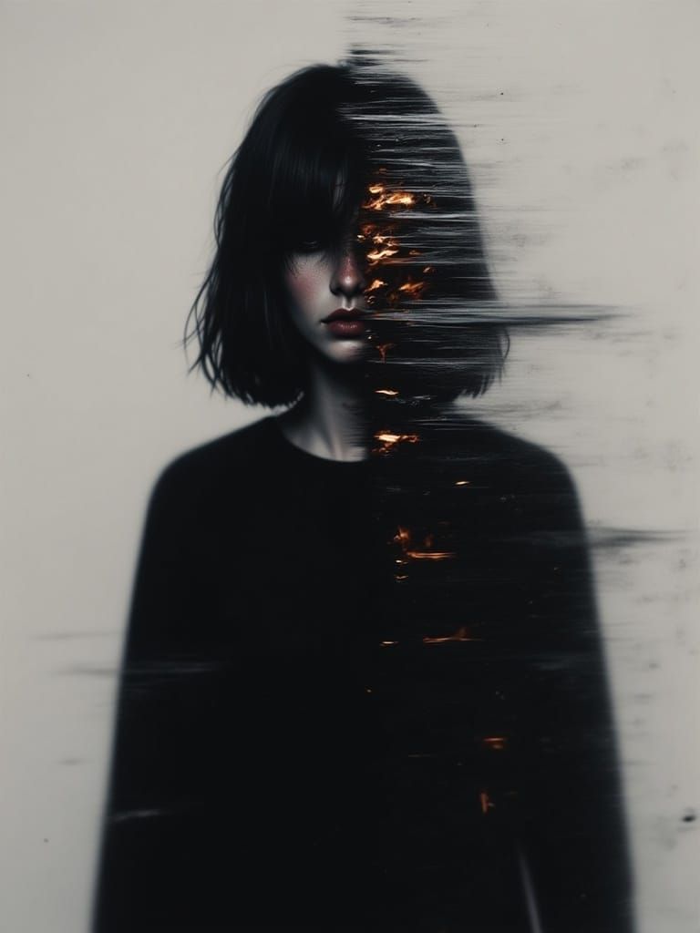 Ethereal Portrait of a Woman in Flames