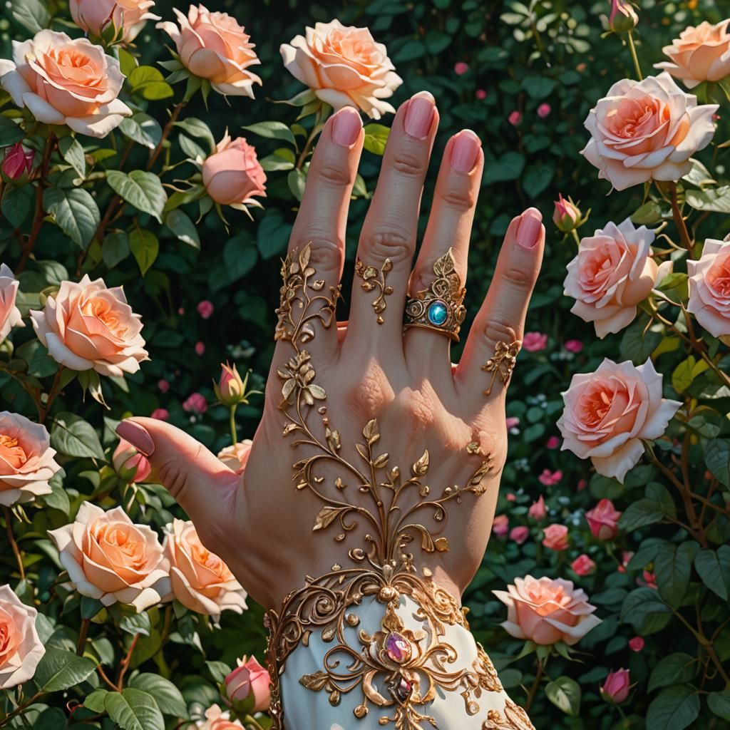 accurate hand with four fingers and one thumb, background of...