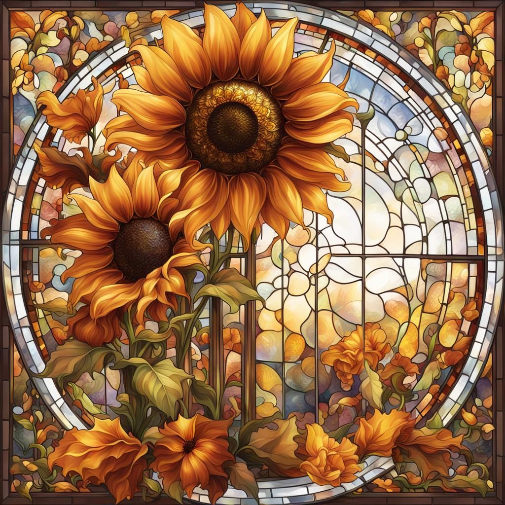 dark autumn colored sunflower bouquet with veins and swirls ...