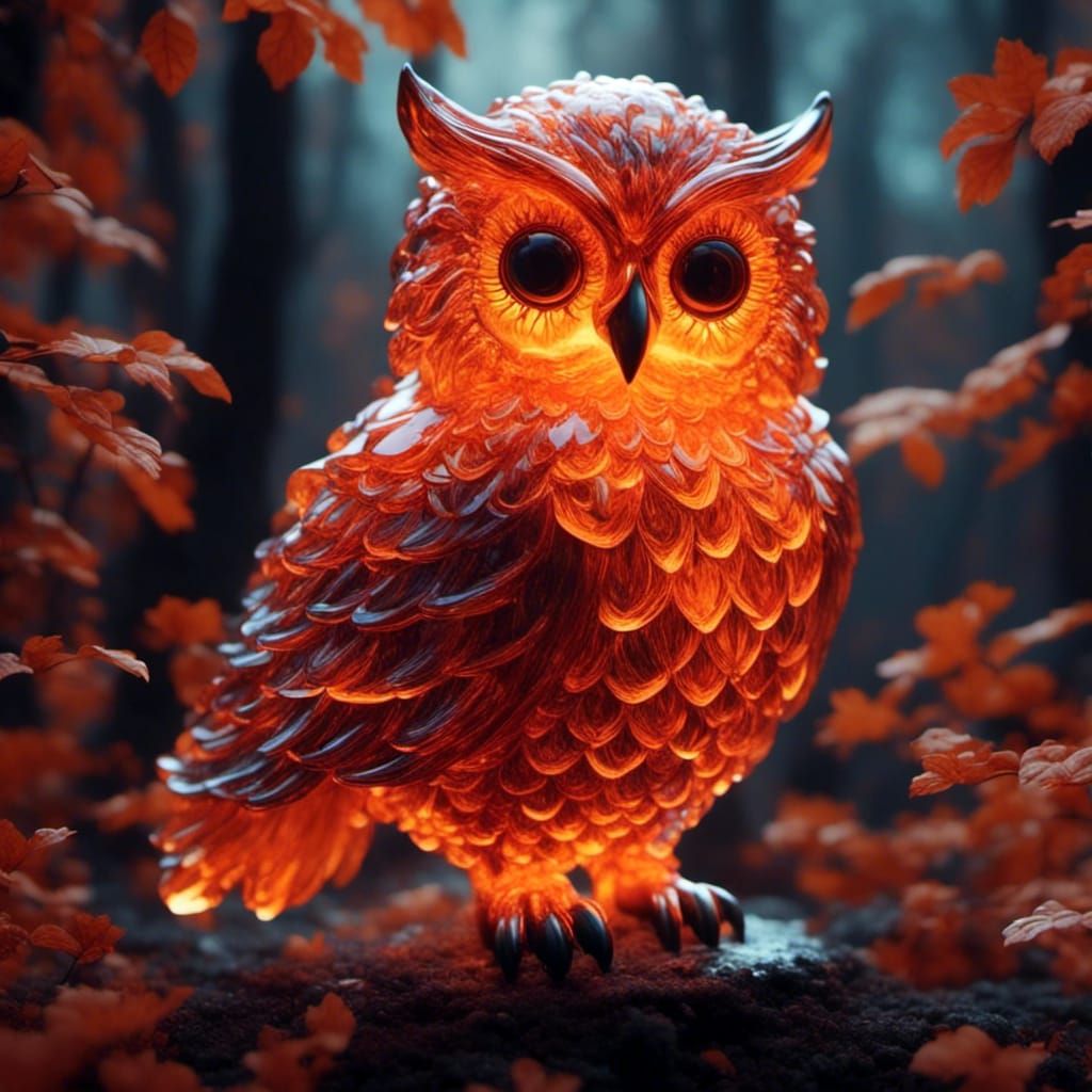 A owl made completely of glass orange <lora:Owls:1.0>