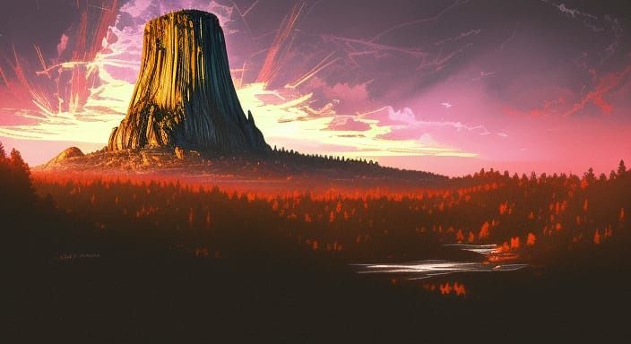 Colorful Mountain Scene Sunrise - AI Generated Artwork - NightCafe Creator