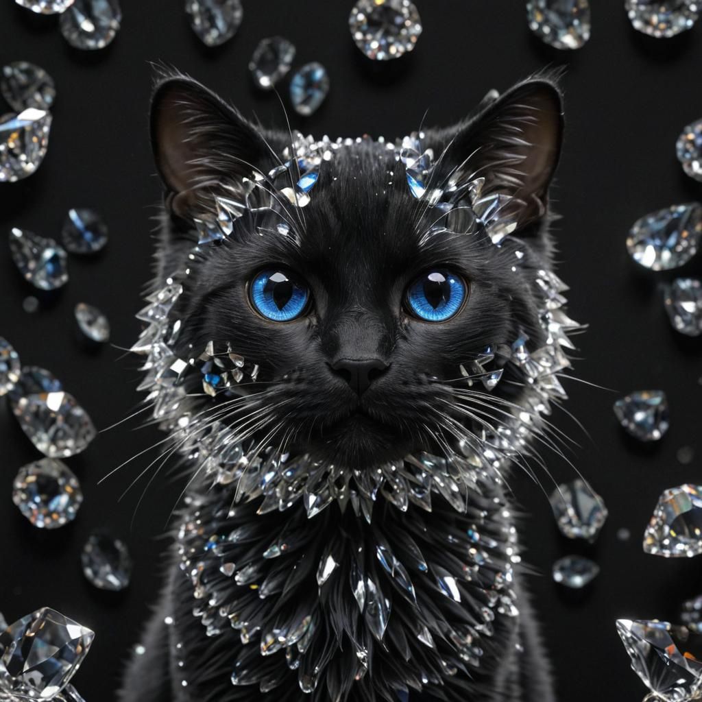 Crystal clear, Swarovski style cat. Ultra high definition, p...
