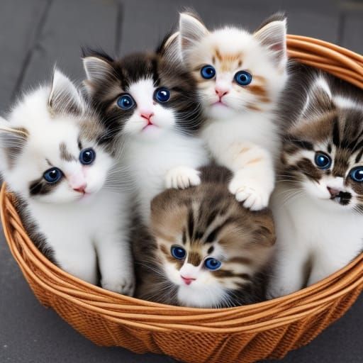 Cute kittens in a 2024 basket